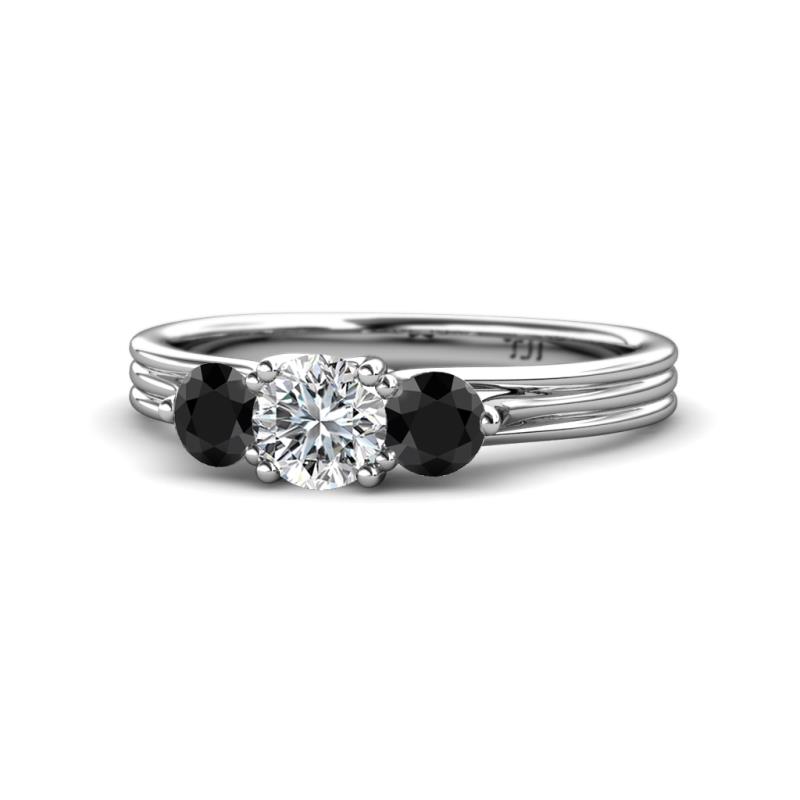 Alyssa Black Diamond and White Lab Grown Diamond Three Stone Ring 