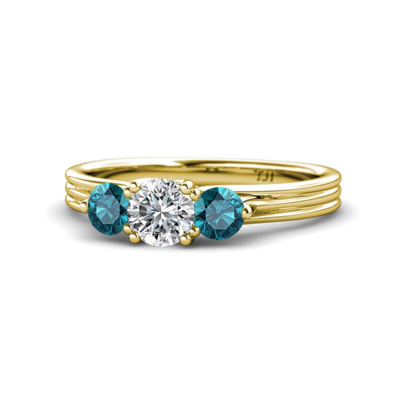 Alyssa London Blue Topaz and Lab Grown Diamond Three Stone Ring 