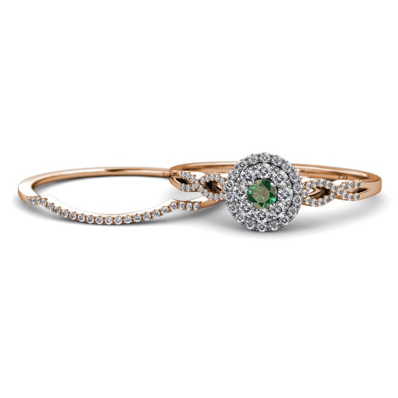 Iliana Prima Diamond and Lab Created Alexandrite Halo Bridal Set Ring 