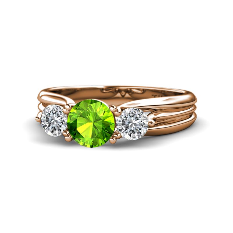 Alyssa 1.54 ctw (6.50 mm) Round Peridot and Lab Grown Diamond Three Stone Engagement Ring 