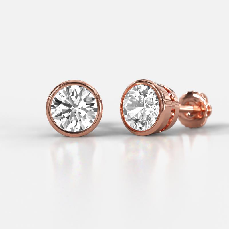 Carys 2.00 ctw (6.50 mm) IGI Certified Round Lab Grown Diamond Bezel Set Solitaire Stud Earrings 