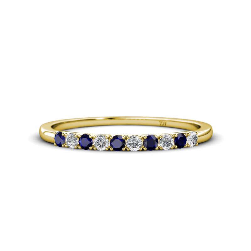 Emlynn 2.40 mm Blue Sapphire and Diamond 10 Stone Wedding Band 