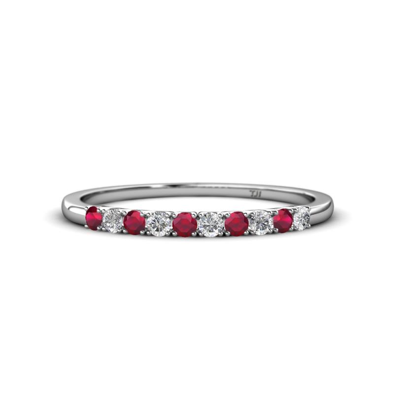 Emlynn 2.40 mm Ruby and Diamond 10 Stone Wedding Band 