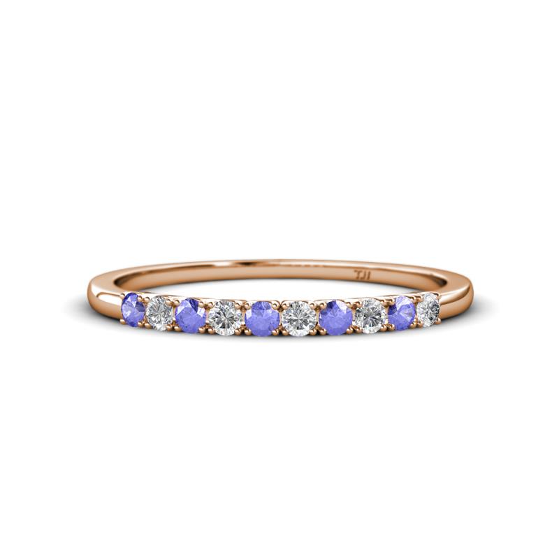 Emlynn 2.40 mm Tanzanite and Diamond 10 Stone Wedding Band 
