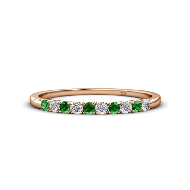 Emlynn 2.40 mm Green Garnet and Diamond 10 Stone Wedding Band 