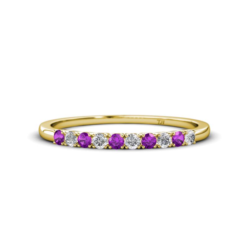 Emlynn 2.40 mm Amethyst and Diamond 10 Stone Wedding Band 