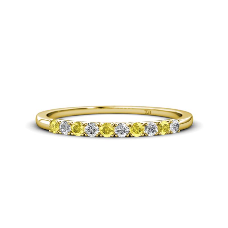 Emlynn 2.40 mm Yellow Sapphire and Diamond 10 Stone Wedding Band 