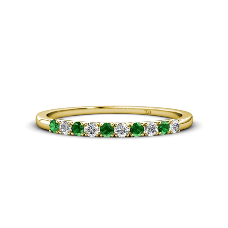 Emlynn 2.40 mm Green Garnet and Diamond 10 Stone Wedding Band 
