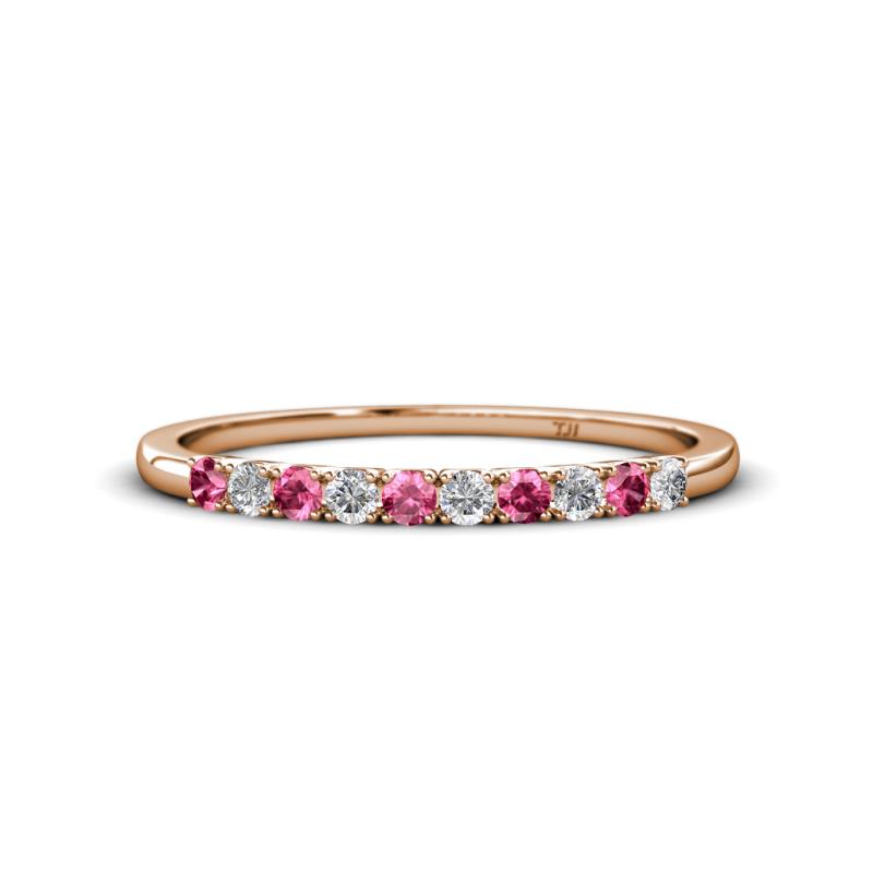 Emlynn 2.40 mm Pink Tourmaline and Diamond 10 Stone Wedding Band 