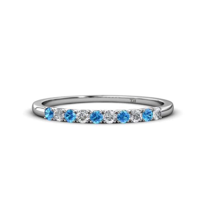 Emlynn 2.40 mm Blue Topaz and Diamond 10 Stone Wedding Band 