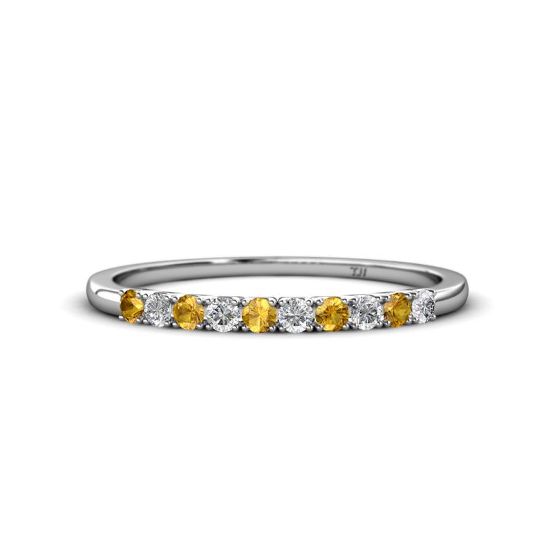 Emlynn 2.40 mm Citrine and Diamond 10 Stone Wedding Band 