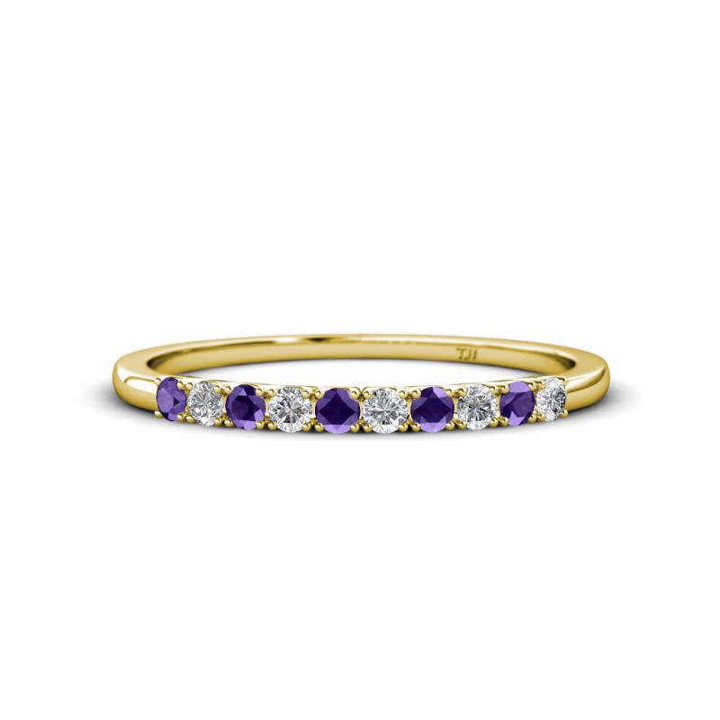 Emlynn 2.40 mm Iolite and Diamond 10 Stone Wedding Band 