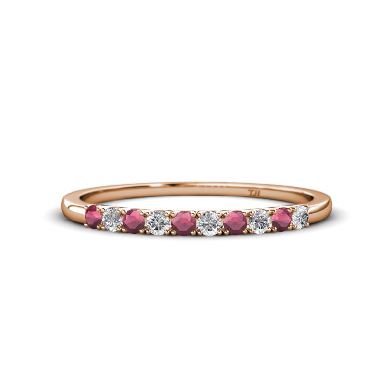 Emlynn 2.40 mm Rhodolite Garnet and Diamond 10 Stone Wedding Band 