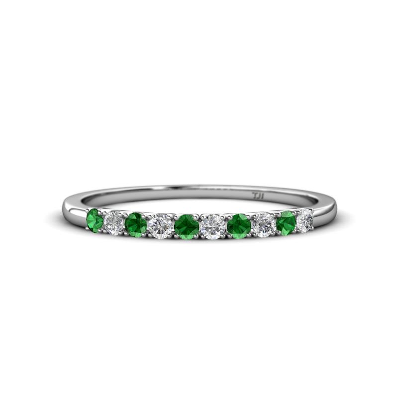 Emlynn 2.40 mm Green Garnet and Diamond 10 Stone Wedding Band 