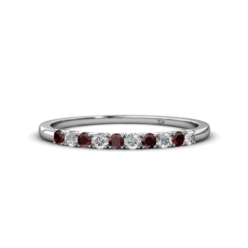 Emlynn 2.40 mm Red Garnet and Diamond 10 Stone Wedding Band 