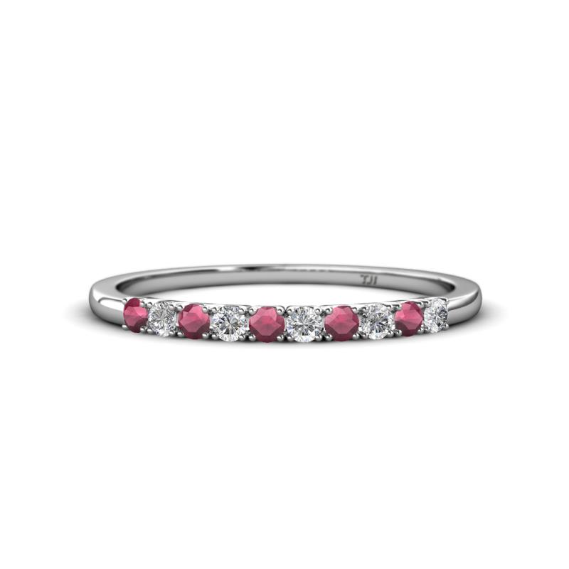 Emlynn 2.40 mm Rhodolite Garnet and Diamond 10 Stone Wedding Band 