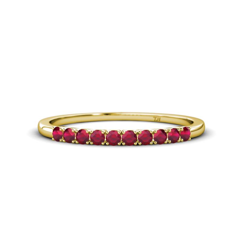 Emlynn 2.40 mm Ruby 10 Stone Wedding Band 