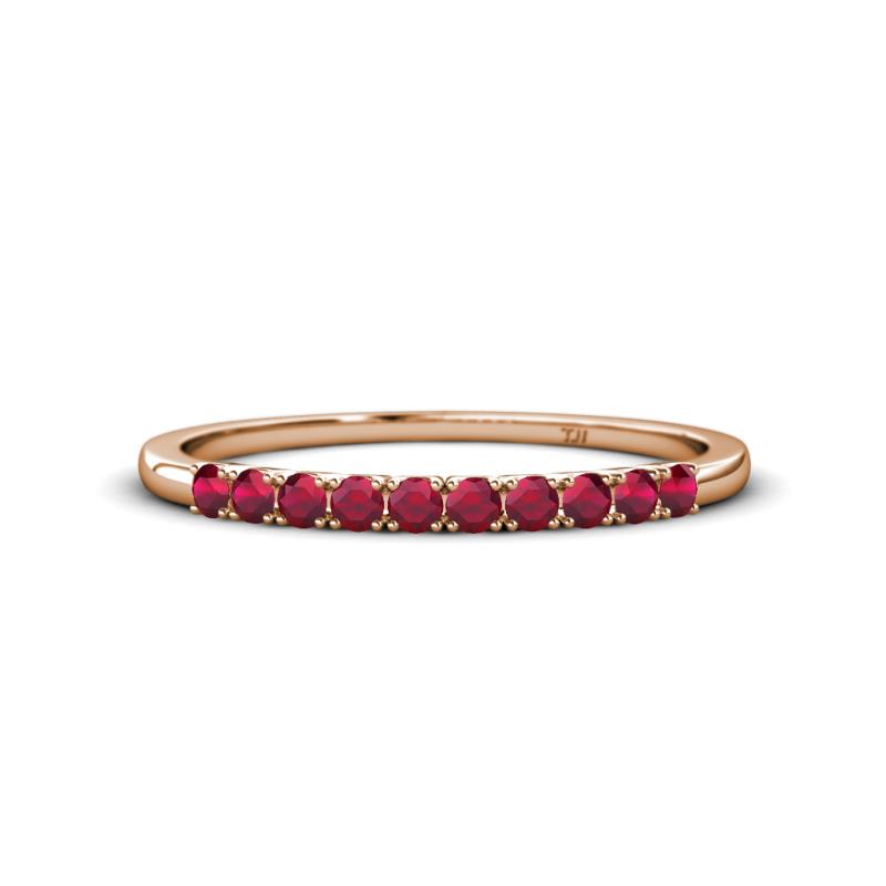 Emlynn 2.40 mm Ruby 10 Stone Wedding Band 