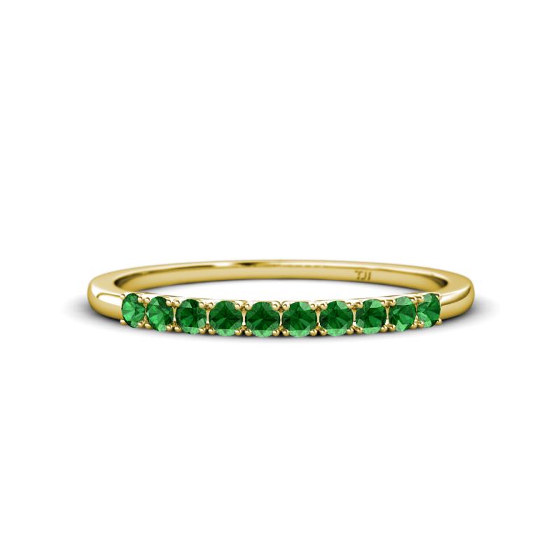 Emlynn 2.40 mm Green Garnet 10 Stone Wedding Band 