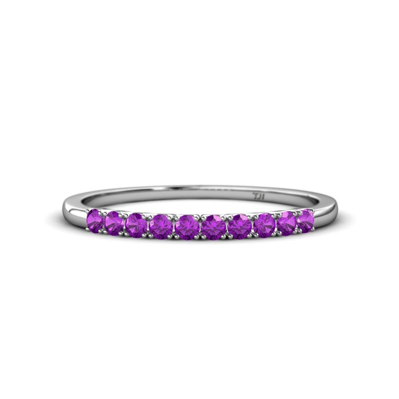 Emlynn 2.40 mm Amethyst 10 Stone Wedding Band 