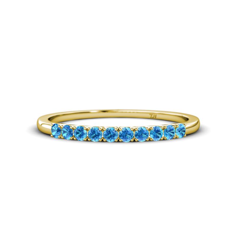 Emlynn 2.40 mm Blue Topaz 10 Stone Wedding Band 
