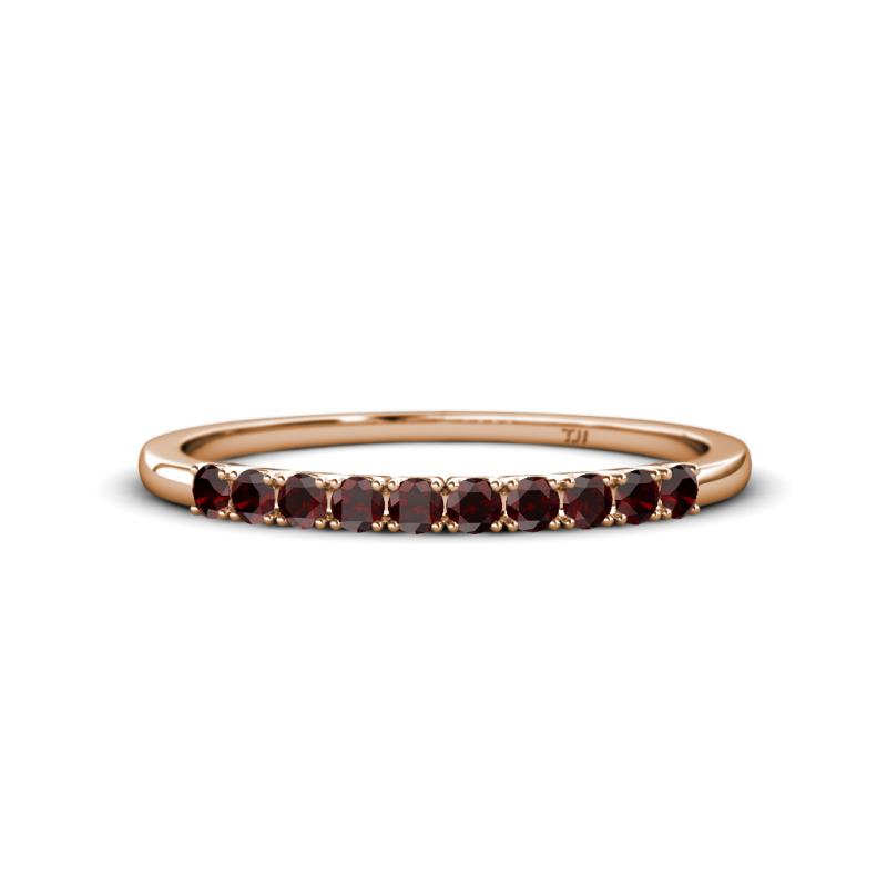 Emlynn 2.40 mm Red Garnet 10 Stone Wedding Band 