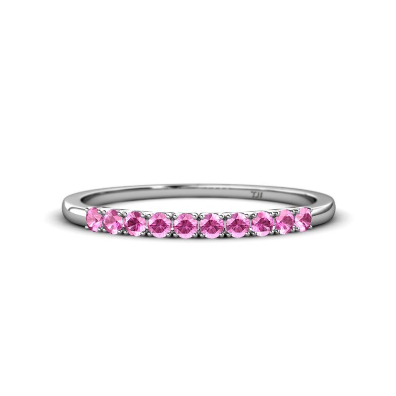 Emlynn 2.40 mm Pink Sapphire 10 Stone Wedding Band 
