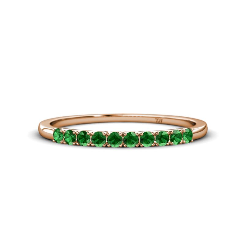 Emlynn 2.40 mm Green Garnet 10 Stone Wedding Band 