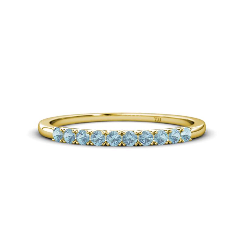 Emlynn 2.40 mm Aquamarine 10 Stone Wedding Band 