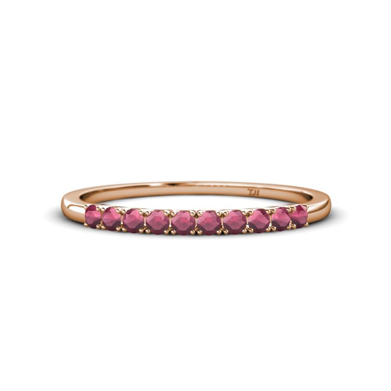 Emlynn 2.40 mm Rhodolite Garnet 10 Stone Wedding Band 