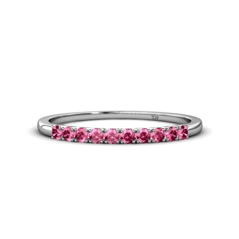 Emlynn 2.40 mm Pink Tourmaline 10 Stone Wedding Band 