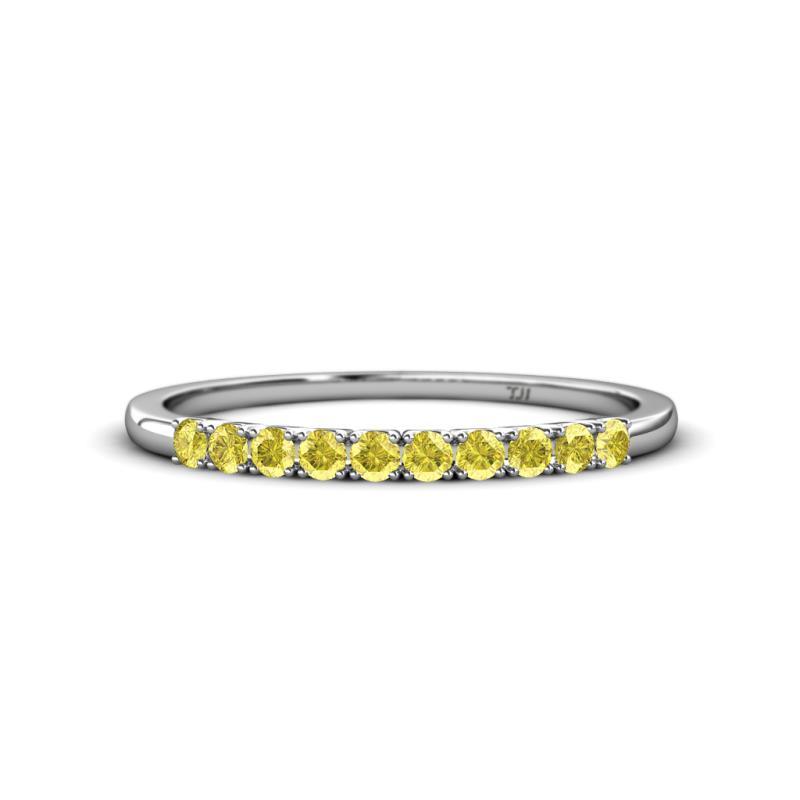 Emlynn 2.40 mm Yellow Sapphire 10 Stone Wedding Band 