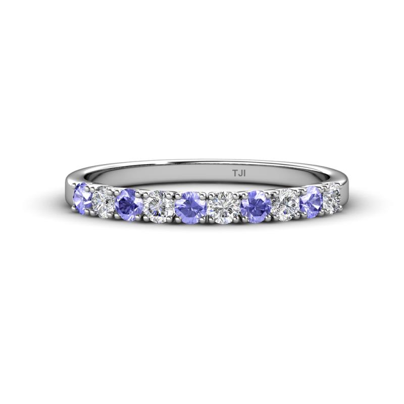 Emlynn 2.70 mm Tanzanite and Diamond 10 Stone Wedding Band 
