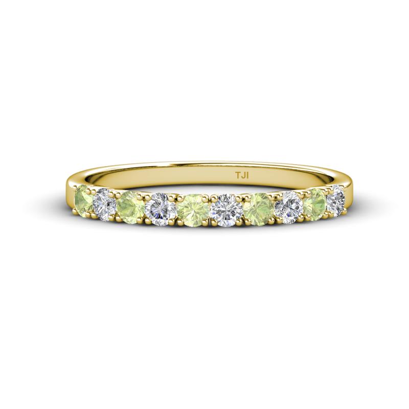 Emlynn 2.70 mm Peridot and Diamond 10 Stone Wedding Band 