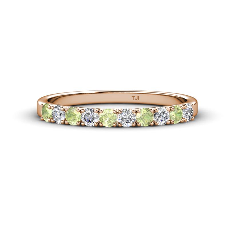 Emlynn 2.70 mm Peridot and Diamond 10 Stone Wedding Band 