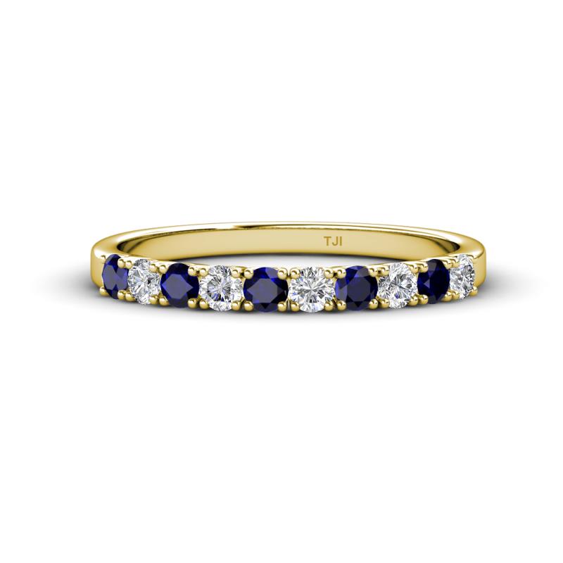 Emlynn 2.70 mm Blue Sapphire and Diamond 10 Stone Wedding Band 