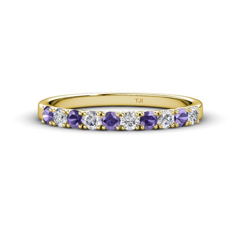 Emlynn 2.70 mm Iolite and Diamond 10 Stone Wedding Band 