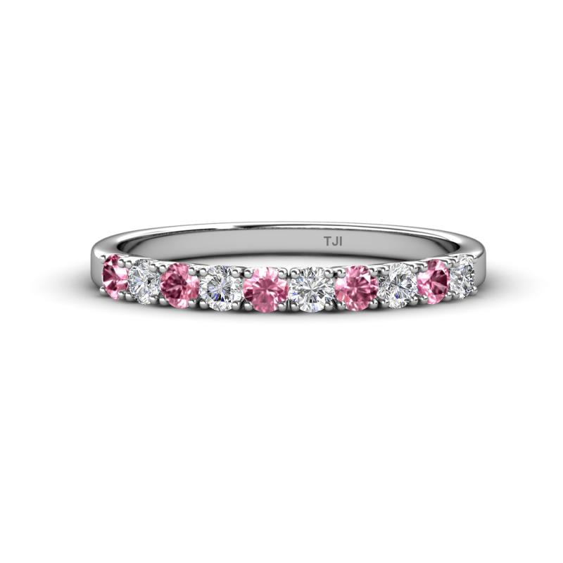 Emlynn 2.70 mm Pink Tourmaline and Diamond 10 Stone Wedding Band 