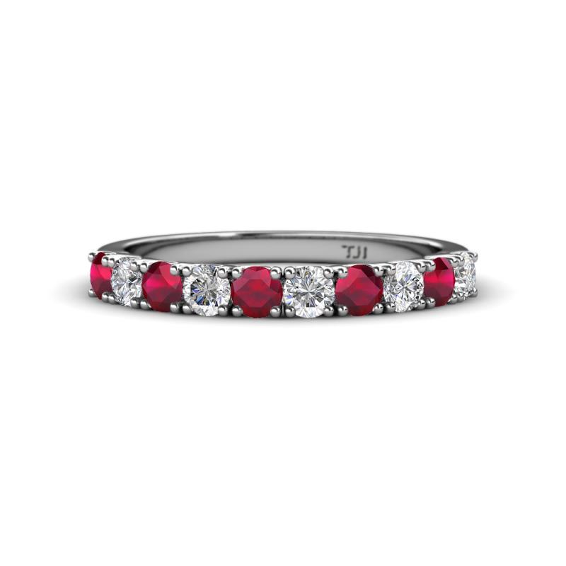 Emlynn 3.00 mm Ruby and Diamond 10 Stone Wedding Band 