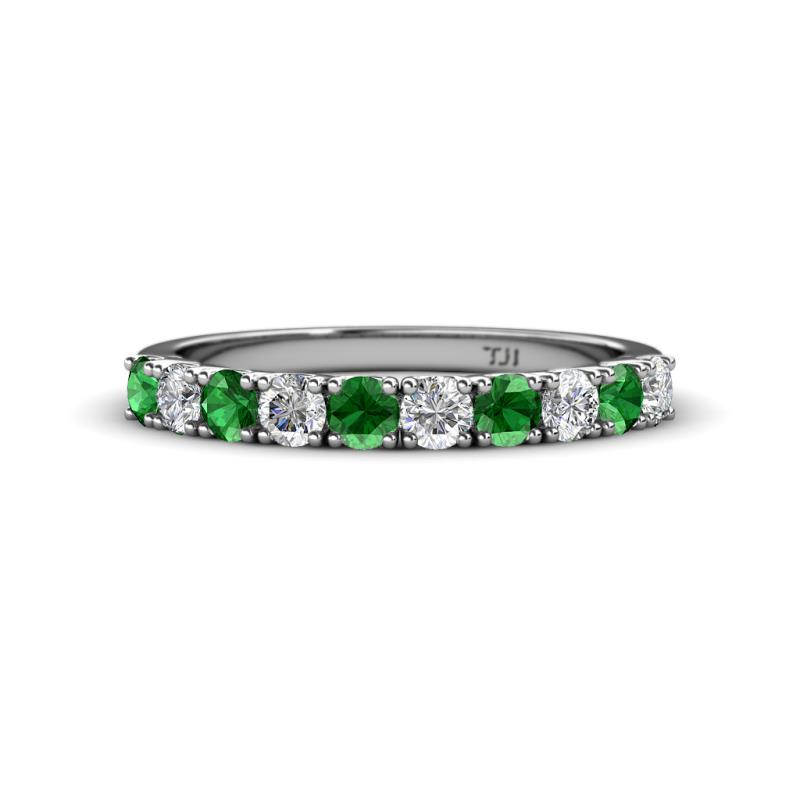 Emlynn 3.00 mm Green Garnet and Diamond 10 Stone Wedding Band 