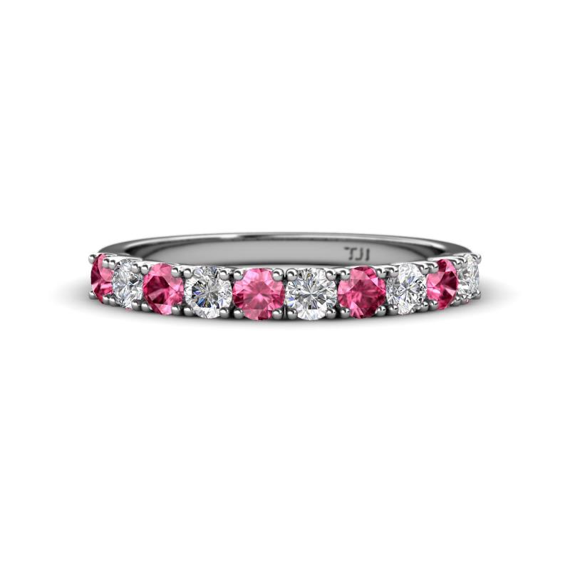 Emlynn 3.00 mm Pink Tourmaline and Diamond 10 Stone Wedding Band 