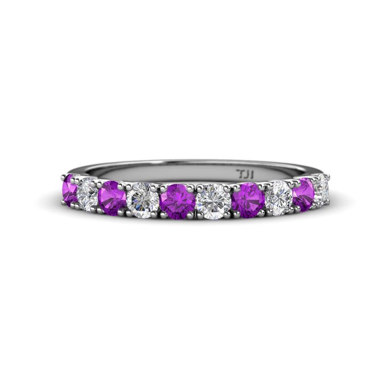 Emlynn 3.00 mm Amethyst and Diamond 10 Stone Wedding Band 