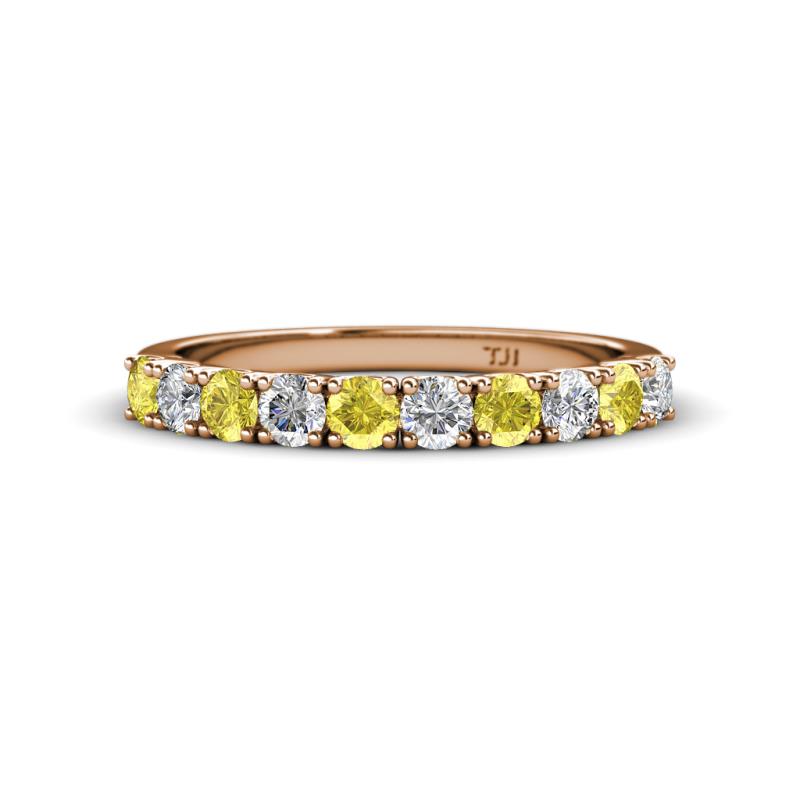 Emlynn 3.00 mm Yellow Sapphire and Diamond 10 Stone Wedding Band 