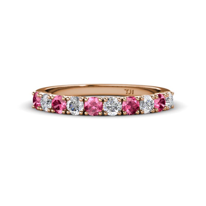 Emlynn 3.00 mm Pink Tourmaline and Diamond 10 Stone Wedding Band 