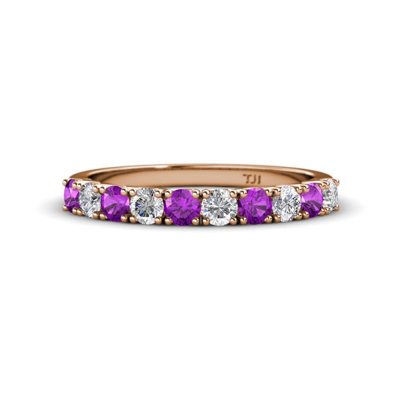 Emlynn 3.00 mm Amethyst and Diamond 10 Stone Wedding Band 