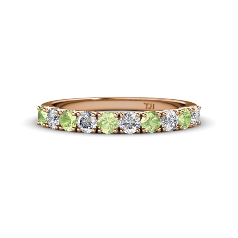 Emlynn 3.00 mm Peridot and Diamond 10 Stone Wedding Band 
