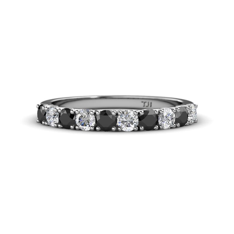 Emlynn 3.00 mm Black and White Diamond 10 Stone Wedding Band 