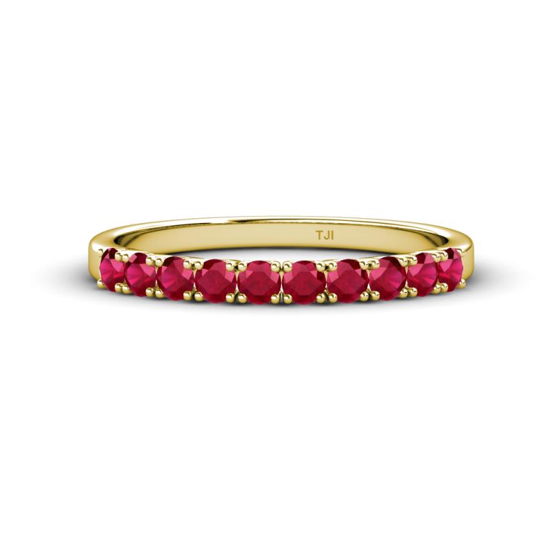 Emlynn 2.70 mm Ruby 10 Stone Wedding Band 