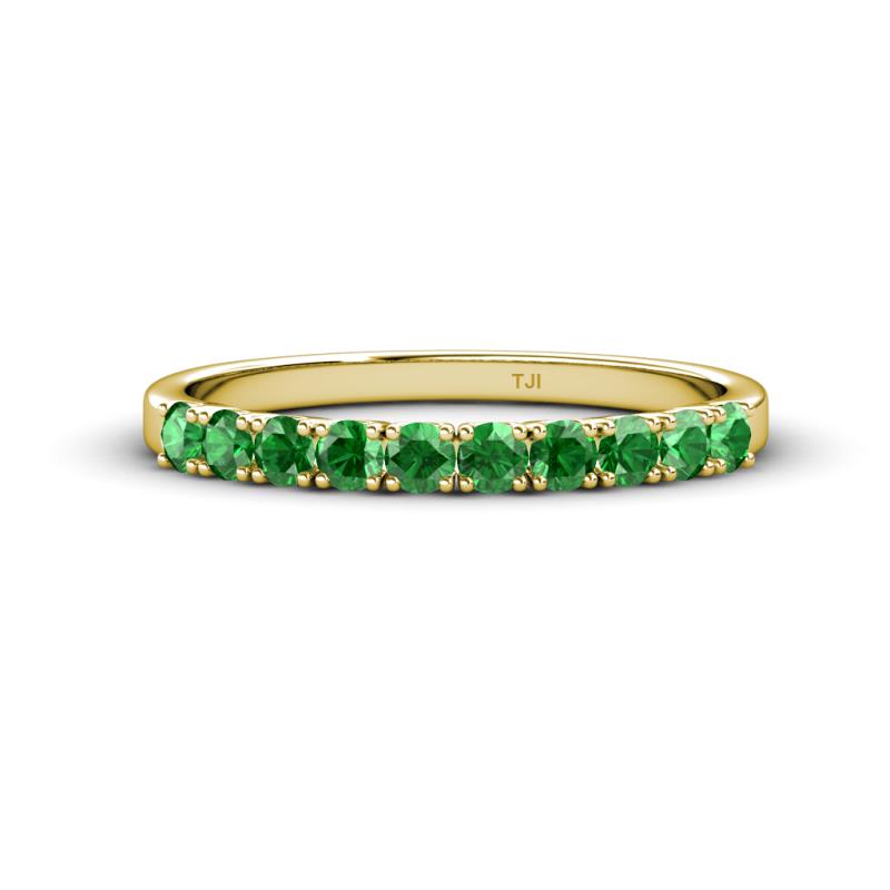 Emlynn 2.70 mm Green Garnet 10 Stone Wedding Band 