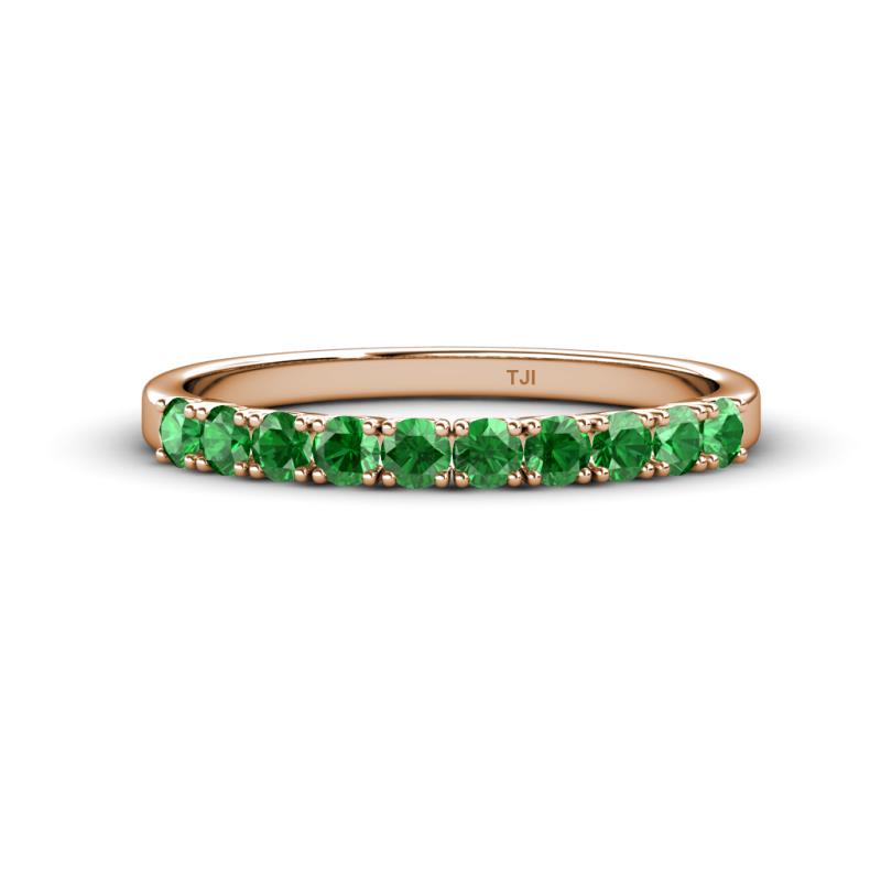 Emlynn 2.70 mm Green Garnet 10 Stone Wedding Band 